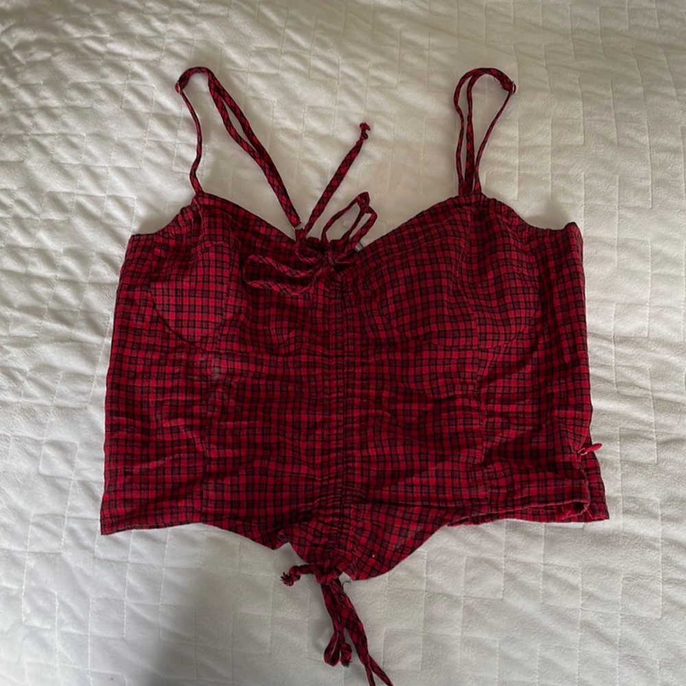 Super cute crop top red and black gingham